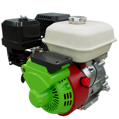 The DuoStart small engine electric starter adapter mounted to a small engine
